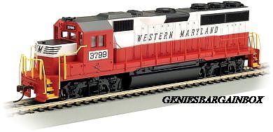 HO SCALE BACHMANN WESTERN MARYLAND GP 40 LOCO IHC 63508  