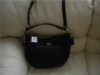 COACH MADISON LEATHER CONVERTIBLE HOBO, Black   15959 NEW  