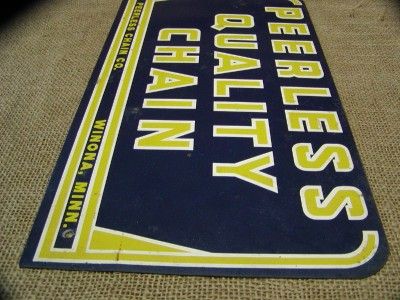 Vintage Peerless Chain Hardware Sign Antique Old Signs  