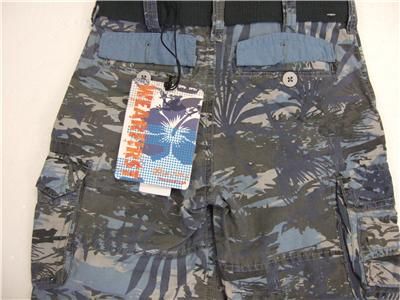 NWT Wearfirst cargo shorts blue camo boys size 16  