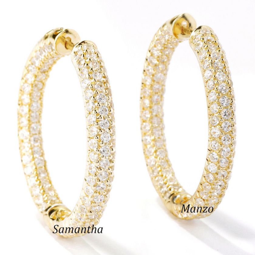 Micro Pave Set Cz Cubic Zirconia Hoop Earrings 2 Inches  