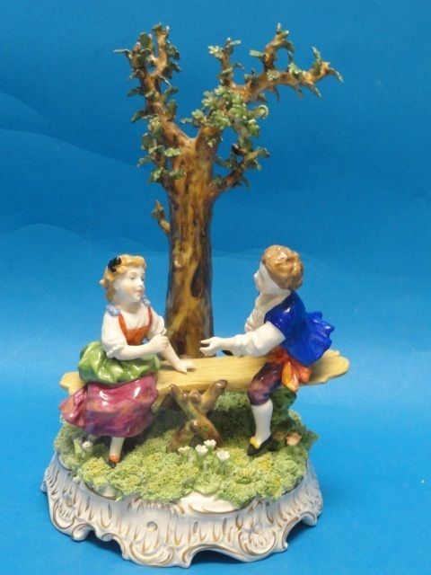   VON SCHIERHOLZ BOY & GIRL ON SEESAW FIGURINE c. 1914 ~ 11  