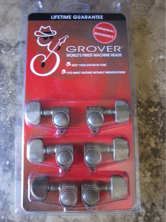 GROVER ROTOMATIC 102N NICKEL TUNING KEYS RELIC AGED 3+3  