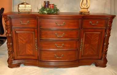 Carved Mahogany Serpentine Front Dresser  