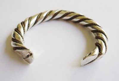 Mexico STERLING SILVER Heavy Twisted Rope Cuff Bracelet   45 gr  
