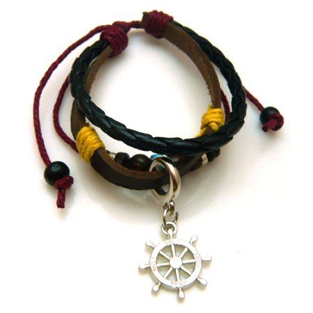 Men/Women Teen Leather Bracelet skull cross angel love  