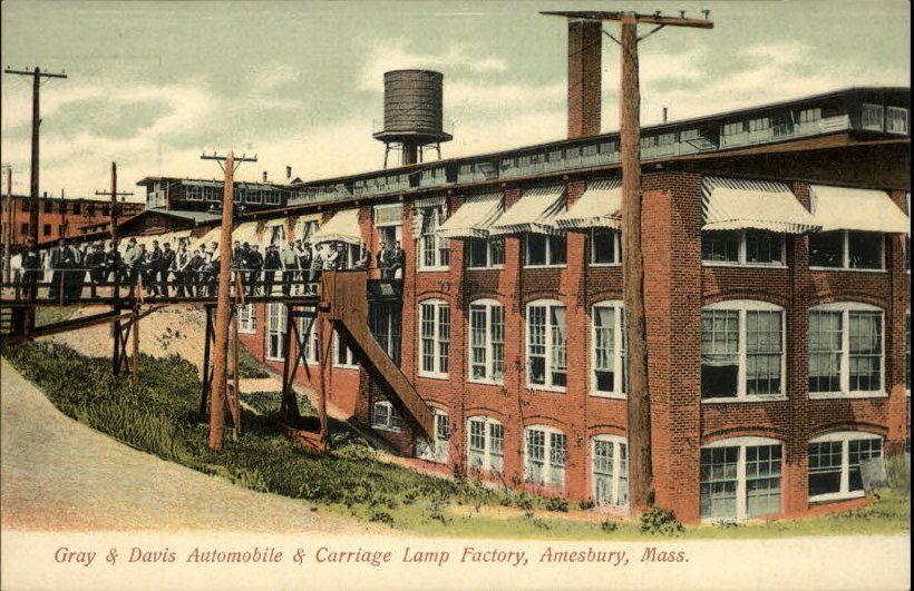 AMESBURY MA Gray & Davis Auto Carriage Lamp Factory PC  