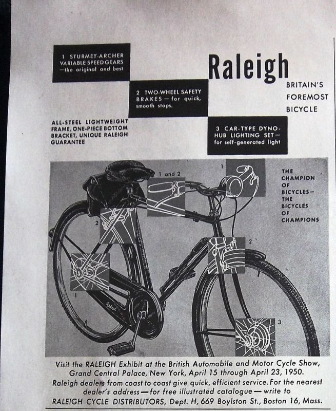 1950 Raleigh Britains Foremost BICYCLE Ad  