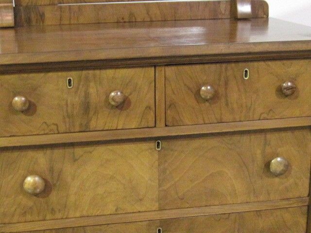 Antique Walnut Chiffonier Chest Of Drawers w Mirror  