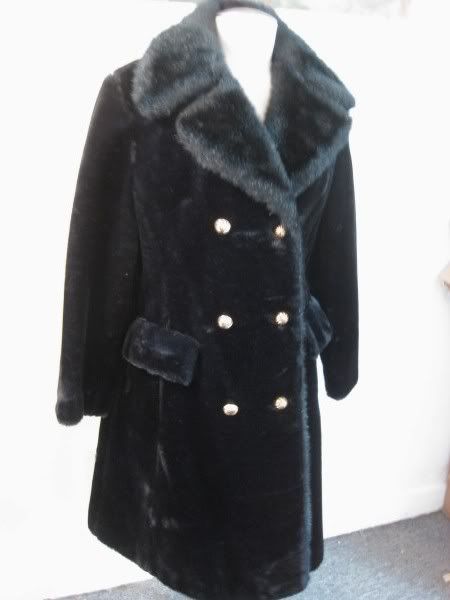 Womens Long Winter Faux Fur 1960s Coat Jacket Mod Hip  