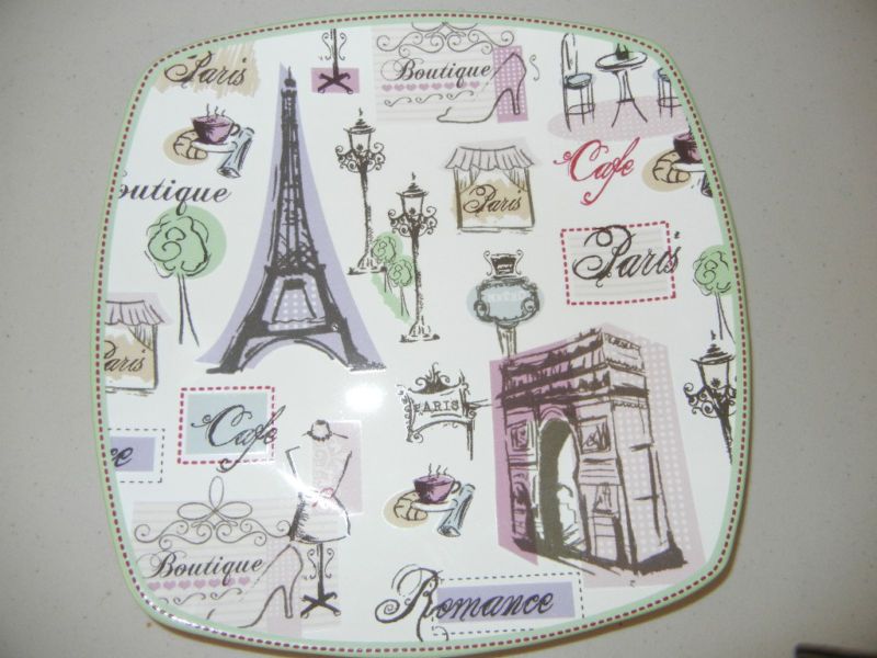 NEW 222 FIFTH TRES CHIC PARIS SQUARE SALAD PLATE 1 CAFE  