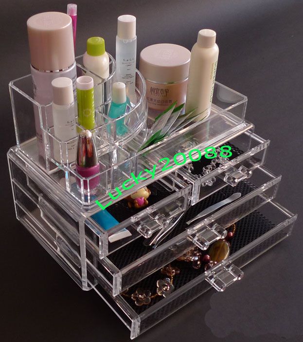 Clear Acrylic Cosmetic Organizer Makeup case Jewelry Drawer STORAGE 