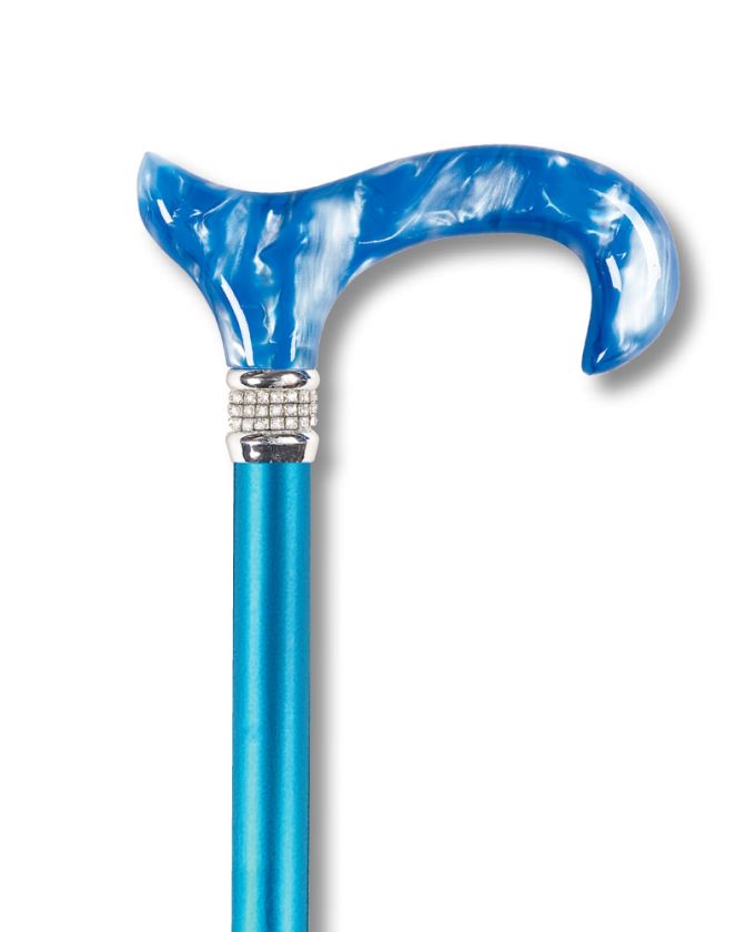   BLUE PEARL DIAMOND RHINESTONES ADJUSTABLE LENGTH WALKING CANE  