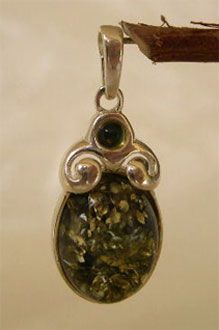   CHERRY, HONEY or GREEN AMBER & STERLING SILVER MODERN PENDANT  