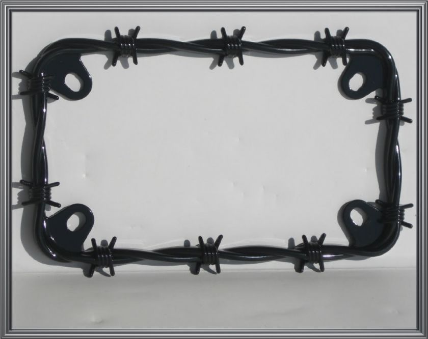 METAL   Black Barbed Wire License Plate Frame   Chopper & Cruiser 