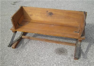 ANTIQUE BUCKBOARD BENCH WAGON SEAT OAK WOODEN PRIMITIVE  