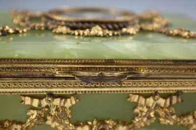 ANTIQUE FRENCH BRONZE ONYX PORTRAIT JEWELRY CASKET BOX  