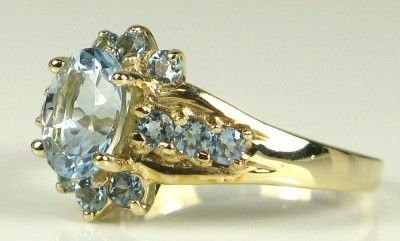   Gold 1.73ctw Oval Cut Aquamarine Ring 4g Retail ~$1000 Size 7  