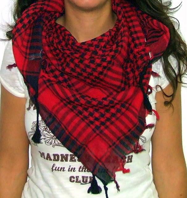 Arab Scarf Shemagh Kafiya Keffiyeh   Black Red  