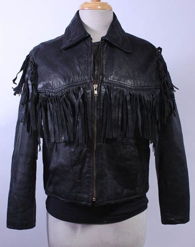 WOMENS VTG CUTE SOFT LEATHER WESTERN/FRINGE JACKET sz M  