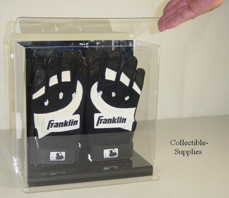 BASEBALL DOUBLE BATTING GLOVES WALL MOUNT DISPLAY CASE  