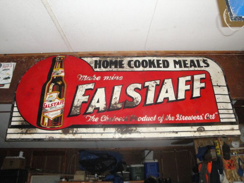 VINTAGE 40S FALSTAFF BEER SIGN TIN VERY RARE  