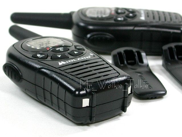 Midland Walkie Talkie + 4 Headsets w/Boom Mics two 2 way radios 