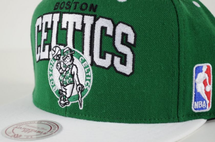 Celtics Mitchell Ness SnapBack Hat White Green Cap NBA Boston BABA 