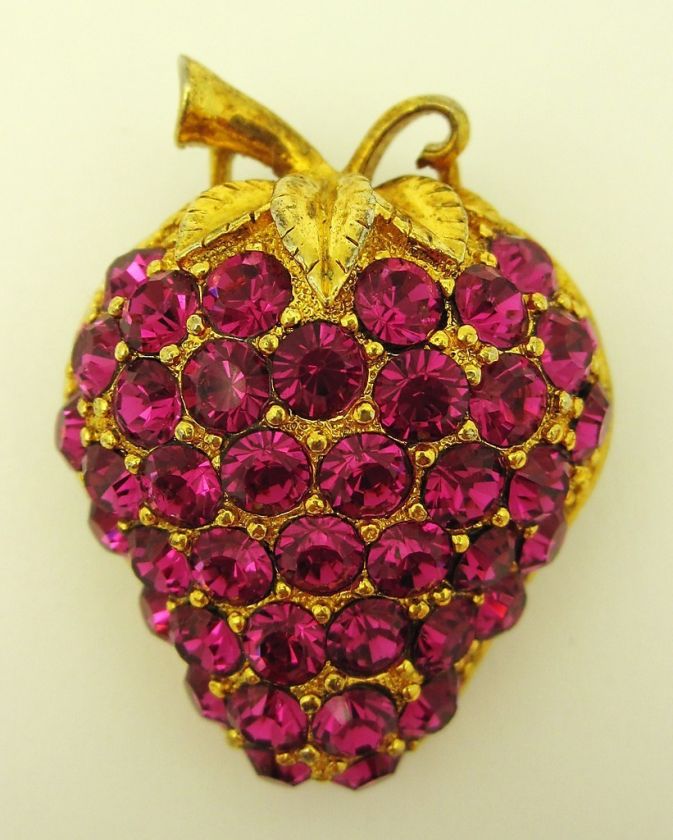 VTG EISENBERG ICE RHINESTONE STRAWBERRY PIN BROOCH  