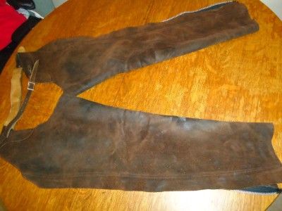 VINTAGE LEATHER COWBOY RIDING CHAPS FULL SIDE ZIPPERS TEXAS USA  