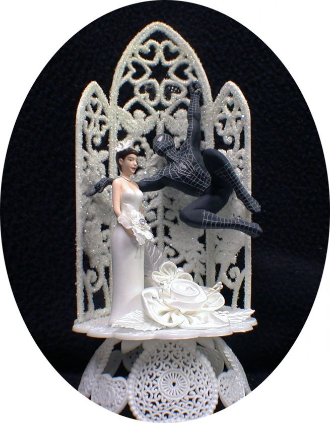 SPIDERMAN bride Wedding Cake Topper Top Super Hero BLK  