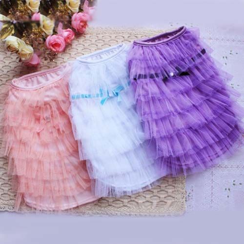 COLOR Luxury Cat Dog clothes Party Wedding Princess Layer skirt 