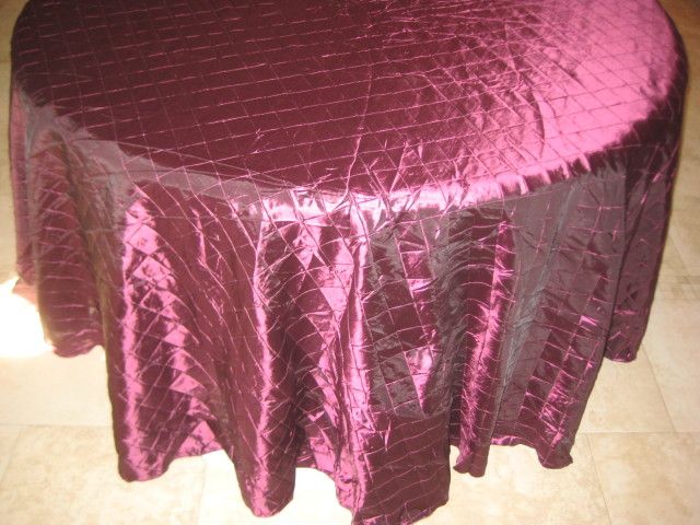 LOT OF 10 PLUM PINTUCK 120 IN ROUND TABLECLOTHS WEDDING  