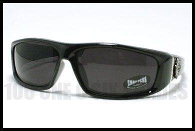 MENS Biker Sunglasses Motorcross Sports Flame Choppers Logo BLACK