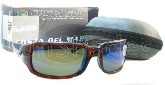 NEW COSTA DEL MAR CIN CN10 580 TORTOISE BLUE SUNGLASSES  