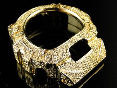 CUSTOM MENS G SHOCK/GSHOCK MENS WHITE DIAMOND GOLD COLOR METAL BEZEL 