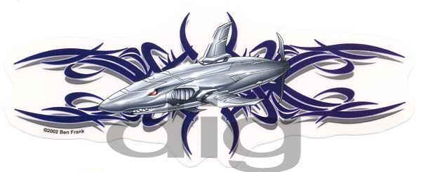 Robot CYBORG SHARK TRIBAL MARKINGS Scuba Sticker Decal  