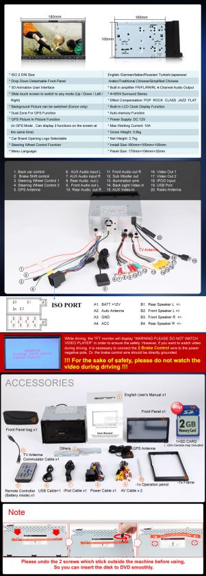 Reproductor de DVD m1 de G2216You Eonon 7 HD TV LCD 2Din Coche GPS