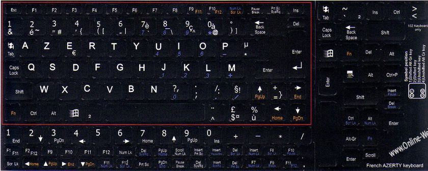 french azerty netbook keyboard stickers black background non 