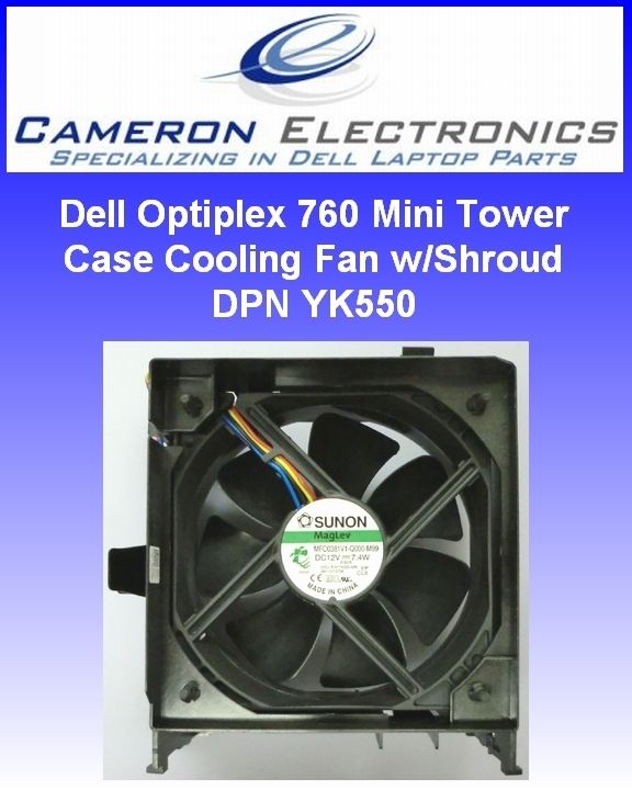 Dell Optiplex 760 Mini Tower Case Cooling Fan with Shroud P714F YK550 