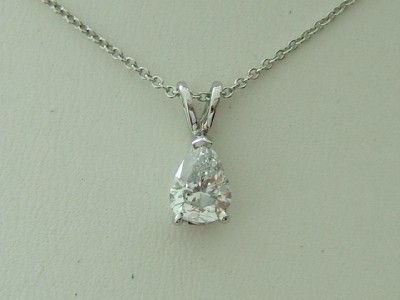 03 Ct. DROP SHAPE DIAMOND NECKLACE 14K. WHITE GOLD  