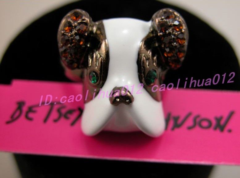 Betsey Johnson Dog charms Ring #261  