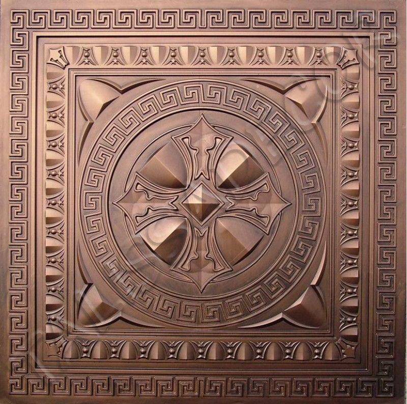   Faux tin ceiling tile TD01 Brushed Copper (glue on or drop in)  