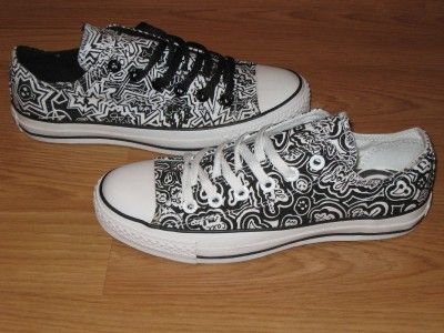 CONVERSE ALLSTAR OX BLACK COMIC BOOK DESIGN M 6 W 8  