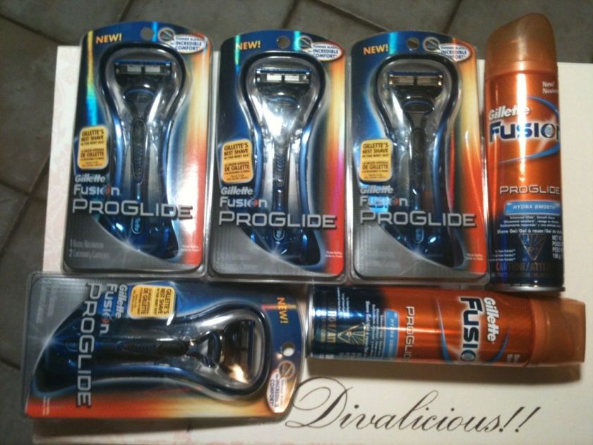 Gillette Fusion ProGlide LOT OF 4 + (2) Fusion Shave Gel  