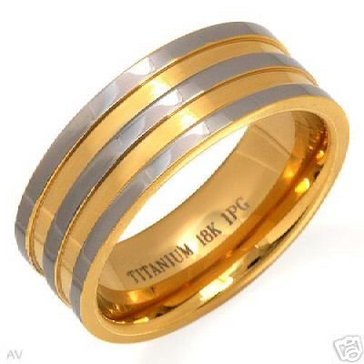 Gents Ring Made in 18K Ti Gold Plated Titanium  