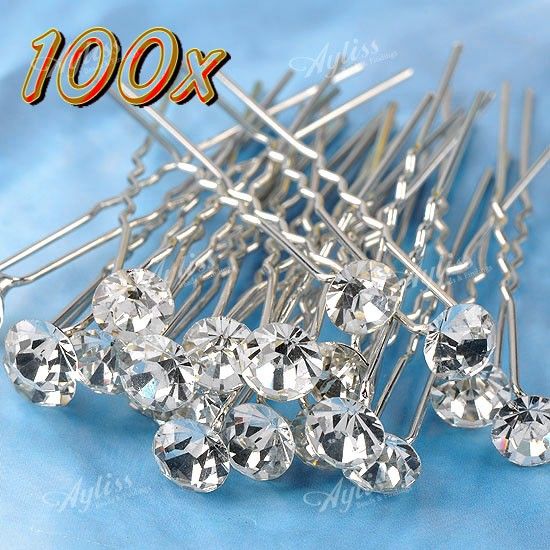   Rhinestone Crystal Bead Wholesale Hair Pin Clips Stick Wedding Bridal