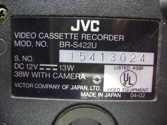 HITACHI Z 2000A JVC BR S422U SVHS COLOR STUDIO DIGITAL VIDEO CAMERA 3 