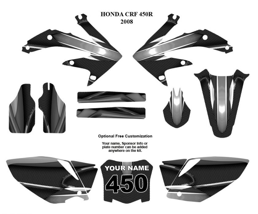 Honda CRF 450R 2008 Motocross Bike Graphic Decal Kit #5600METAL  