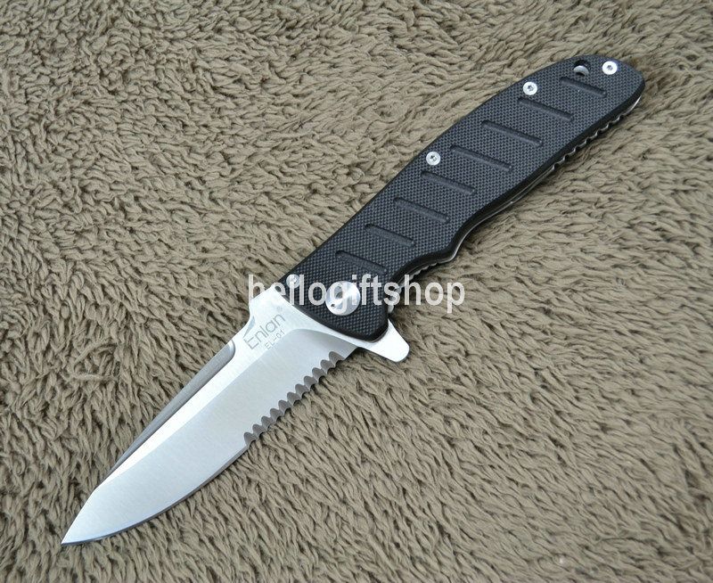 Enlan Bee EL01AB Partial Serrated Blade G10 Handle EDC Folding Knife 